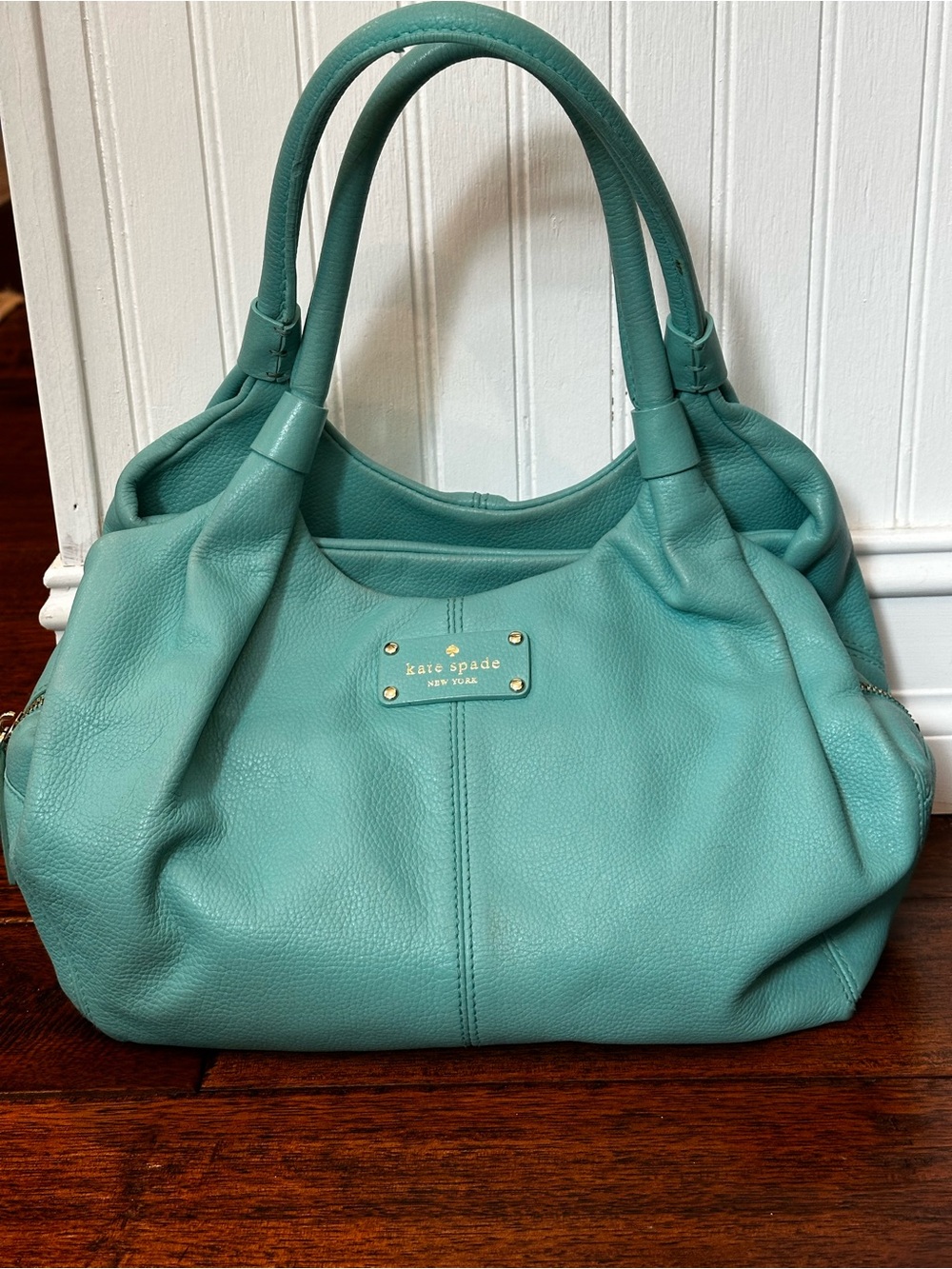 Kate Spade | “Caribbean Blue” Double-Handle Leather Shoulder Bag - Picture 1 of 9